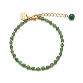 VISSEN Green Agate Purple Garnet Bracelet Tiger's Eye Bracelet Green Colourful Fluorite Gold-Plated Bracelet Adjustable Fashion Jewellery, Gold-plated