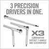 Real Avid X3 Ratcheting Screwdriver Set with 13 Bits, 3-in-1