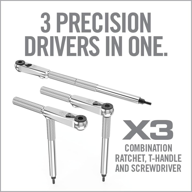Real Avid X3 Ratcheting Screwdriver Set with 13 Bits, 3-in-1