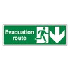 V Safety Evacuation Route Arrow Down 300 x 100 mm