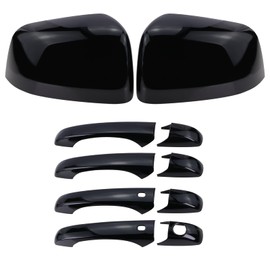 Lqito Left and Right Side Mirror Cover Cap and Door Handle Covers Compatible with 2011-2021 J-eep Grand Cherokee D-odge Durango (Black)