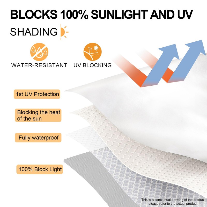 No Drilling Window Blackout Set, 100% Opaque, 1 m x