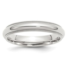 Gem And Harmony Ladies or Mens Comfort Fit 4mm Milgrain Wedding Band Ring in Sterling Silver