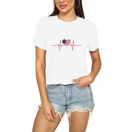 American Flag Shirts for Women: 4th of July USA Flag Heart Tshirt Fourth of July Patriotic Memorial Day Gift Top
