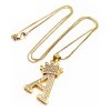 Collar Letras Inicial Corona Acero Inoxidable Con Zirconias