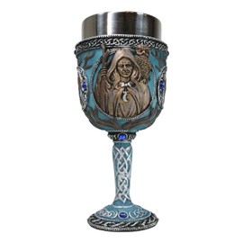 Ebros Gift Aqua Blue Celtic Triple Moon Goddess Maiden Mother Crone Pagan Wiccan Wine Drink Goblet Chalice Figurine Wicca Occult Decor Home Kitchen And Dining Accessory Ceremonial Altar Cup