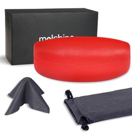 molshine Hard Shell Sunglasses Case,PU Leather Classic Large Glasses Case for Women Men Lady (Red)