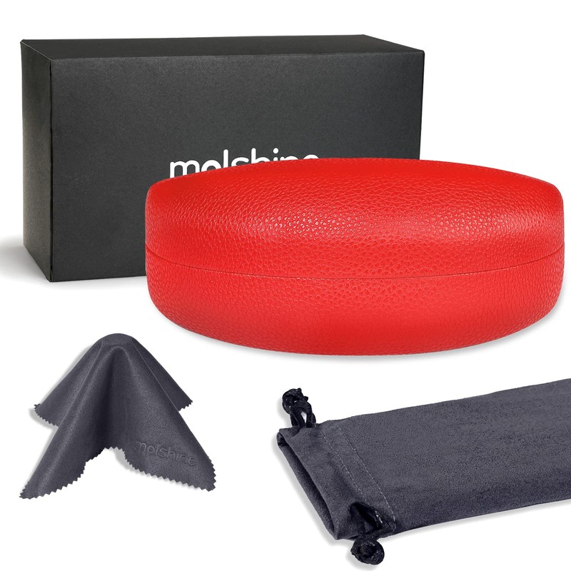 molshine Hard Shell Sunglasses Case,PU Leather Classic Large Glasses Case