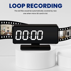 Uyrotsruo Clock Camera - Full HD 4k Wireless Camera - WiFi Nanny Cam for Home Indoor Security - WiFi & Bluetooth Connection Full Color Night Vision