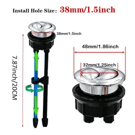 38mm/1.5inch Toilet Tank Button 20cm Extended Dual Push Flush Toilet Button Extension Flush Button Replacement with Threaded Diameter