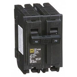 Square D Plug in Circuit Breaker, HOM, Number of Poles 2, 70 Amps, 120/240VAC, Standard