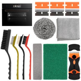 AIHSUMC Heavy Duty Oven Cleaner Brush Kits, 12 Pcs Oven Cleaning Tools Accessories, Include Razor Blade Scraper, Crevice Cleaning Brush, Steel Wool Scrubber, Scrub Sponges,Cleaning Rags