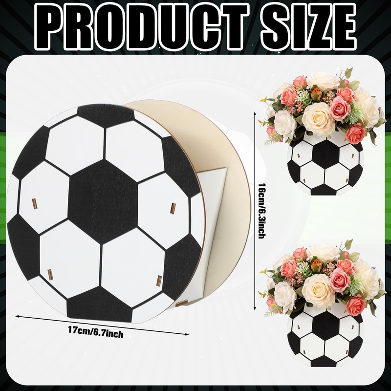 12 Soccer Centerpieces Wooden Table Decor, Black White