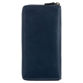 Hill Burry Arite Women's Leather Wallet, Wallet, Wallet with RFID Protection, Made of High-Quality Naturally Tanned Leather, W 10.5 cm x H 20 cm x D 3.5 cm, blue, Casual