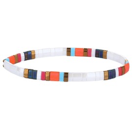 C·QUAN CHI Tila Bead Bracelet Women Strand Bracelet Flat Bead Bracelet Handmade Stack Friendship Bracelet 03B