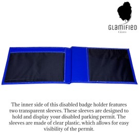 Glamified, glam Soft Leather Disabled Badge Holder Wallet Disability Parking Badge Cover Holder by Disabled Blue Badge Display Holder (Blue)