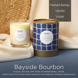 KOBO Bayside Bourbon Scented Candle (11 oz) | Coastal Collection, 100% Pure Soy Wax Candles | Hand-Poured in USA | 80 Hour Burn | Scented Candles for Home