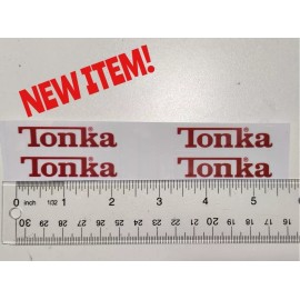 Tonka Logo Stickers 2 Inch Red Lettering Transparent 2.25 Inch Wide Background