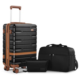 NEISIA Carry On Luggage Set 22x14x9 Airline Approved， Expandable Hard Shell Suitcase with Spinner Wheels TSA Lock，3 Piece Lightweight Travel Luggage (Black)