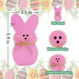 Oeyliz Easter Decorations 4PCS Easter Wooden Bunny Table Decorations Wooden Rabbit Tiered Tray Decor Spring Wood Decor for Home Mantel Home Table Party