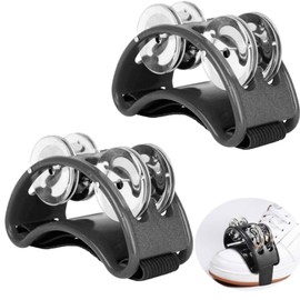 Foot Tambourine, Foot Tambourine, Tambourine for Adults, Foot Shaker Metal, Foot Shake Tambourine, Suitable for Acoustic Performances and Improvisations, Pack of 2, Black