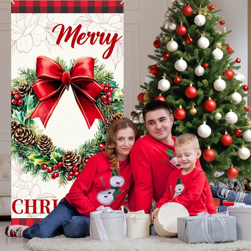 Christmas Wreath Door Cover