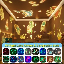 Night Light Projector Kids, Sensory Toys for Babies Dinosaur Night Light with 3 Projection Theme Timer Remote 360°Rotate Baby Light Projector, Dinosaur Toy for Boy Birthday Gifts Xmas Stocking Fillers