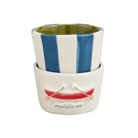 Mud Pie 2" x 3" Dia Retreat Stacked Tidbit, Canoe