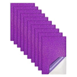 Jtnohx Glitter Foam Sheets with Adhesive Backing, Self Adhesive Eva Foam for Crafts, 7"×11.3" 10 Pcs Sticky Glitter Craft Eva Sheets for Arts Projects (Purple)