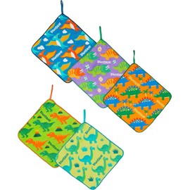 Marushin 0165007200 Lunch Box Towel With Loop, Set of 5, Design: Piccolino Wanpaku Dinosaurs, 9.8 x 9.8 inches (25 x 25 cm), Kindergarten, Nursery, Elementary School