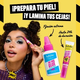 NYX Professional Makeup The Brow Glue Crazy Lift Gel fijador de cejas con efecto laminado + Face Glue Primer de Maquillaje Hidratante. Sin sensación pegajosa ni residuos blancos. Fórmula Vegana