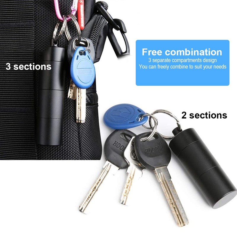 LIUJZZJ Pill Box Key Ring Waterproof with 3 Separable Compartments