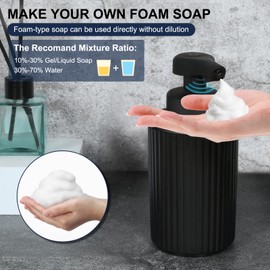 Phneems Automatic Soap Dispenser Touchless Foam Soap Dispenser Levels For Kitchen And Bathroom Liquid Hand Soap Dispenser Usb Charging Black