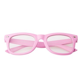 Pink Childrens Classic Clear Lens Glasses Fames Fake Glasses Frames with Lenses for Fancy Dress World Book Day Boys Girls Nerd Glasses Geek Hipsters Style Kids Dress Up Costume Glasses