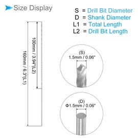 CoCud Extra Long Spiral Drill Bit 1.5 mm Drill Bit Diameter 160 mm Total Length High Speed Steel Rotary Drill Bit (Application: for Copper Metal Wood Aluminium 6 Pieces