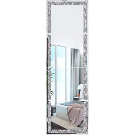 Meetart Full Length Mirror Tiles, Crystal Crush Diamond Body Wall Mirror, 14''x11'' 4PCS Glass Frameless Make Up for Home Decor, Room and Wall Decor
