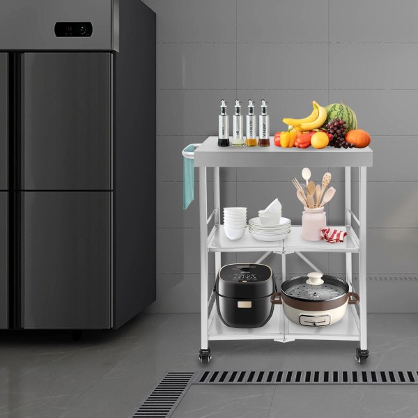 Unbranded 3Tier Stainless Steel Utility Cart Rolling Kitchen Storage Trolley