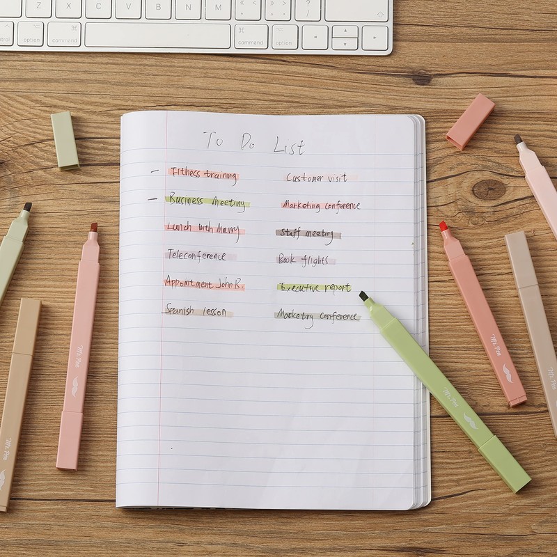 Mr. Pen- Aesthetic Highlighters, 8 pcs, Chisel Tip, Boho Colors,