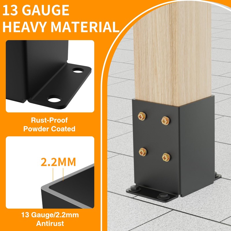 4x4 Post Base, Heavy Duty Post Anchor Base, Inner Size