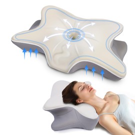 Orthopedic Memory Foam Pillow for Neck and Shoulder Pain Scientific Zoning Ergonomic Contour Pillows for Side Back and Stomach Sleepers Cooling Pillowcase(White and Grey)(Standard Size) | Monoledis