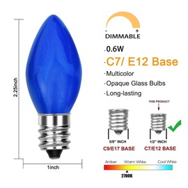 GOOTHY 25 Pack C7 LED Blue Christmas Replacement Light Bulbs, C7 Vintage Multicolor Shatterproof LED Bulbs for Christmas Outdoor Indoor String Lights, E12 Candelabra Base- Blue