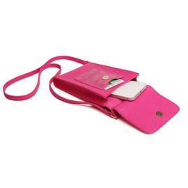 Alice Wheeler Vegan Leather Mini Bloomsbury Crossbody Phone Bag Bee (Hot Pink)