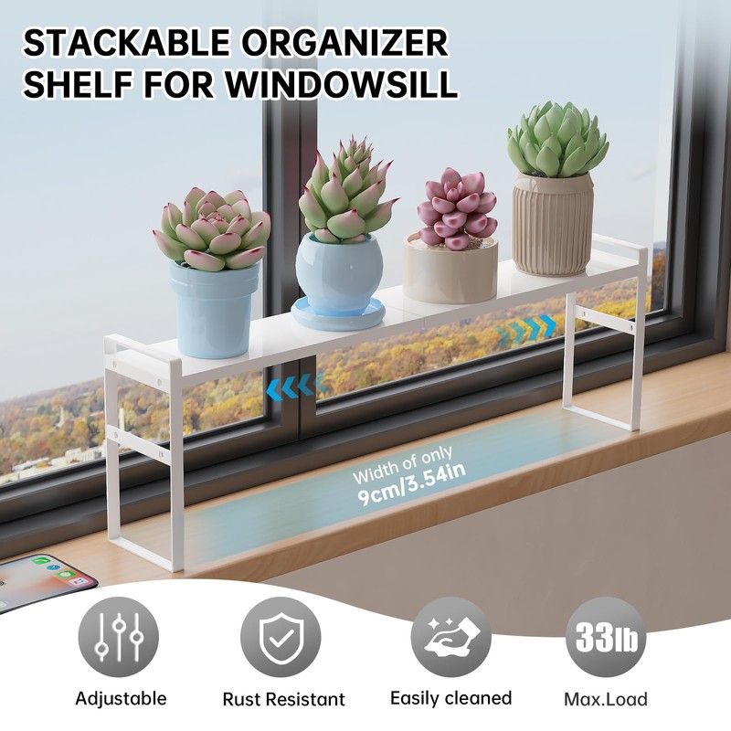 WOCHUANGSI 1pcs Small Narrow Tall Shelf for Windowsill Kitchen Organizer