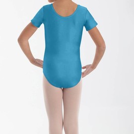 P&R Dance Wear LTD Girls Shiny Short Sleeve Dance School Gymnastics Leotard Kids Sizes - wonderful Christmas or birthday present - Comfortable Fit - Performance Wear Bodysuit (Turquoise, 11-12)