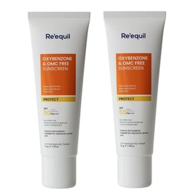 Requil's Oxybenzone, OMC Free Sunscreen for Oily, Sensitive, Acne Prone Skin, SPF 50 PA+++, No White Cast, 50g, Pack of 2