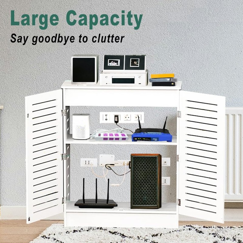 LXSEHN WiFi Router Storage Cabinet, Floor Standing Router Storage Box
