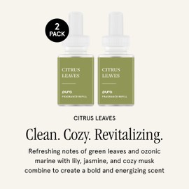 Pura Malodor Refill - Smart Home Air Diffuser Fragrance Refill - Up to 120-Hours of Premium Fragrance per Refill - Clean Diffuser Fragrance - Air Deodorizer & Odor Eliminator - 2 Pack, Citrus Leaves