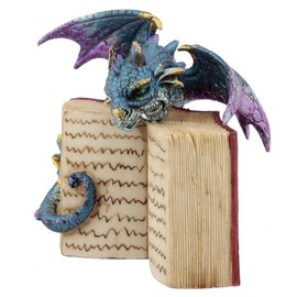 Puckator Elements Dragon with Book - Home Decoration - Dragon with Book - Ornaments - Resin - Home Accessories - - Living Room Accessories - Fantasy Gifts For Men