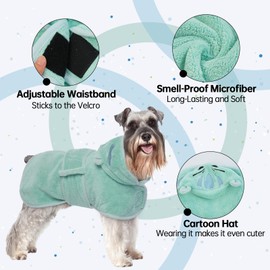 OUOBOB Dog Drying Coat, Dog Coat for Drying Dogs, Pink Dog Towels for Small Dogs, Microfibre Dog Racket Super with Hood for Adjustable Belly Straps for Dachshund, Yorkie, Chihuahua S