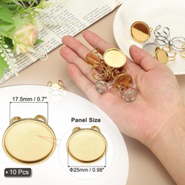 PATIKIL Stainless Ring Blank, 25mm 10 Pcs Adjustable Finger Ring Blank Base Bezel Trays Flat Pad Tray for Jewelry Making Finding DIY Carvings, Gold